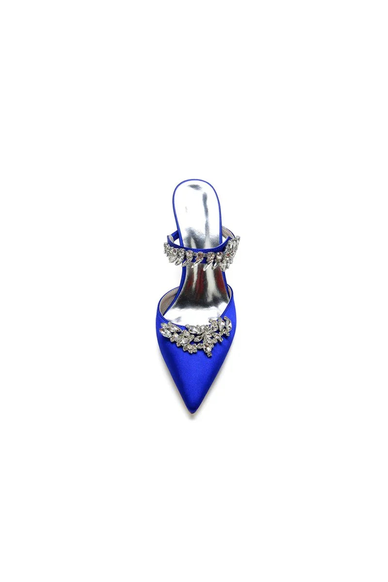 Pointed Toe Crystal Flower Strap Stiletto Heel