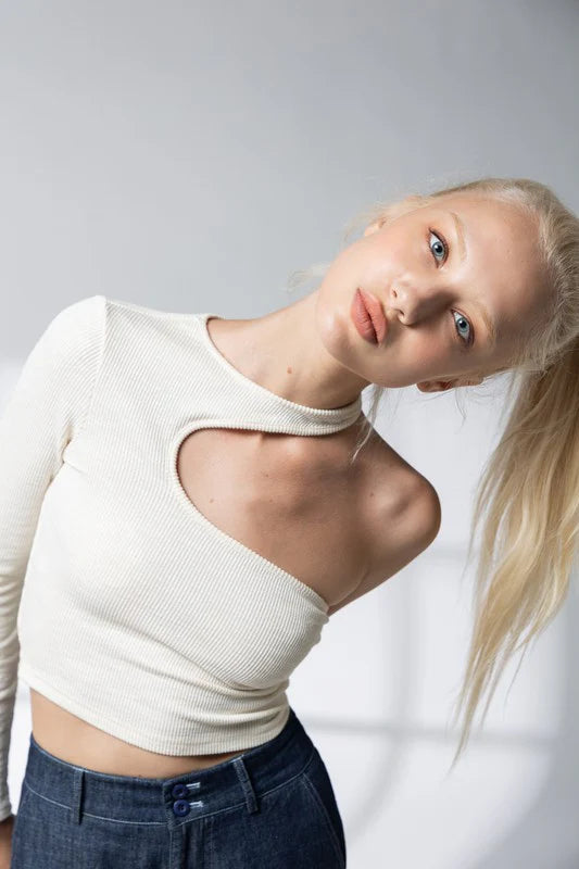 Abigail One Shoulder Top in Ivory