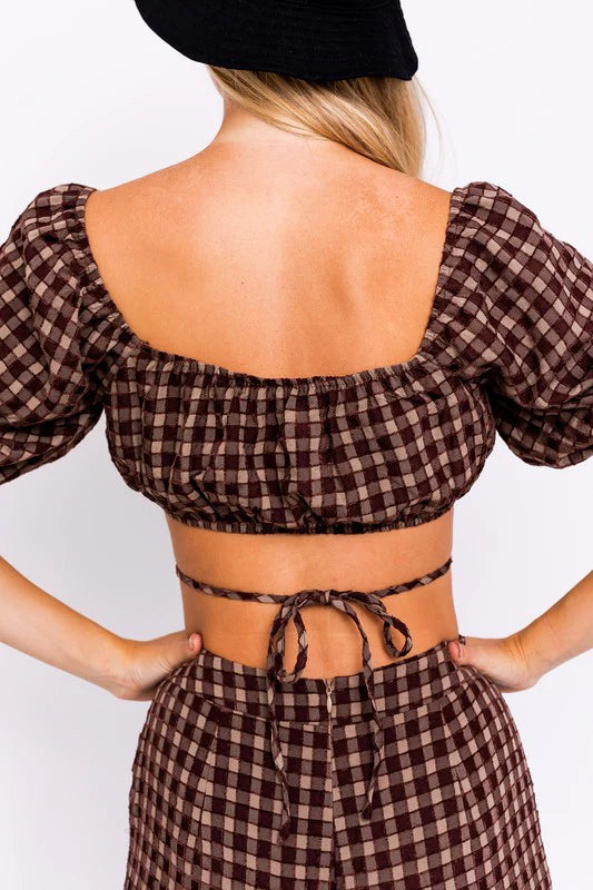 Sheila Tie Puff Sleeve Crop Top