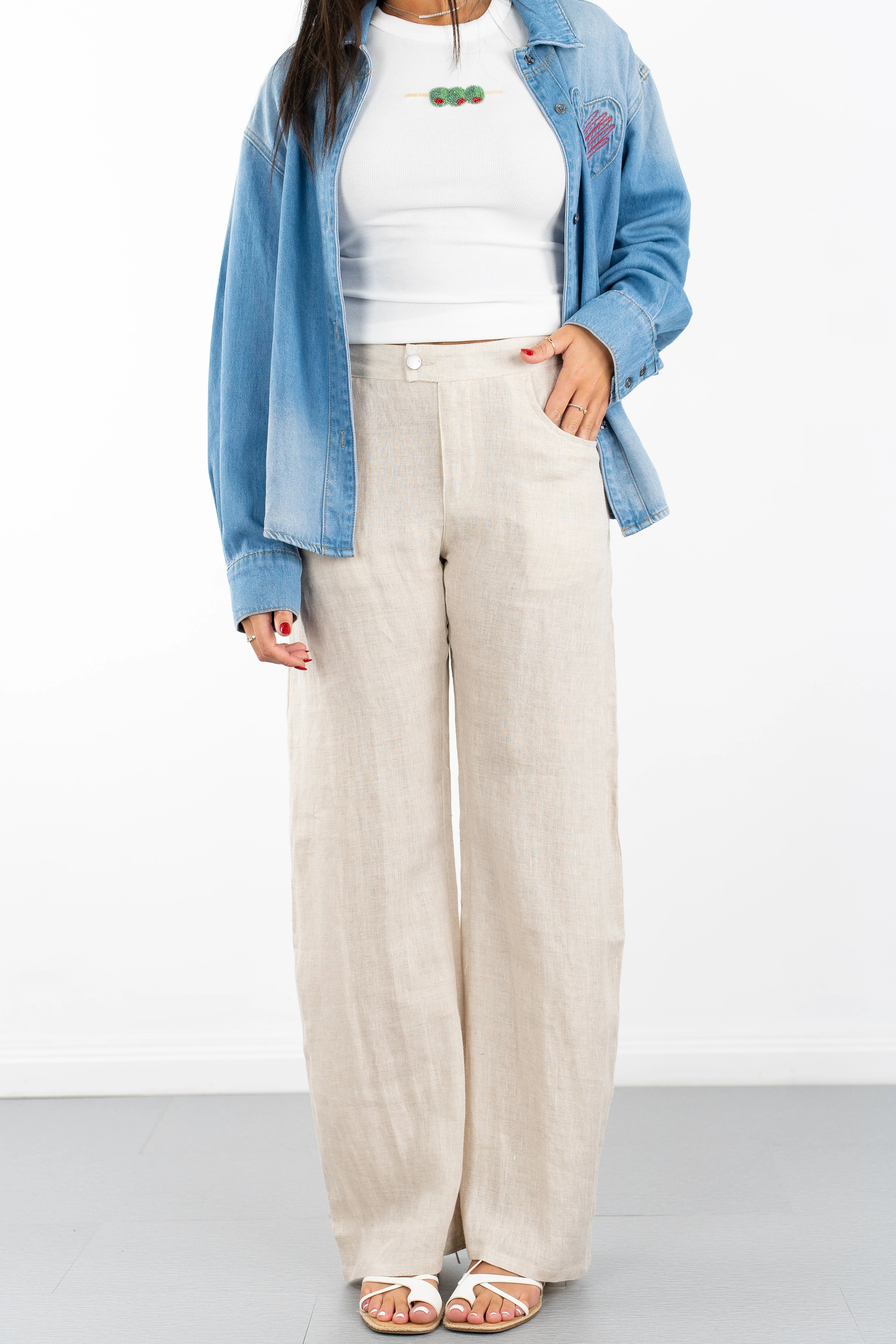 Carina Relaxed Wide Leg Linen Pant