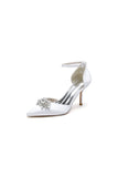 White Pointed Toe with Rhinestone Flower
