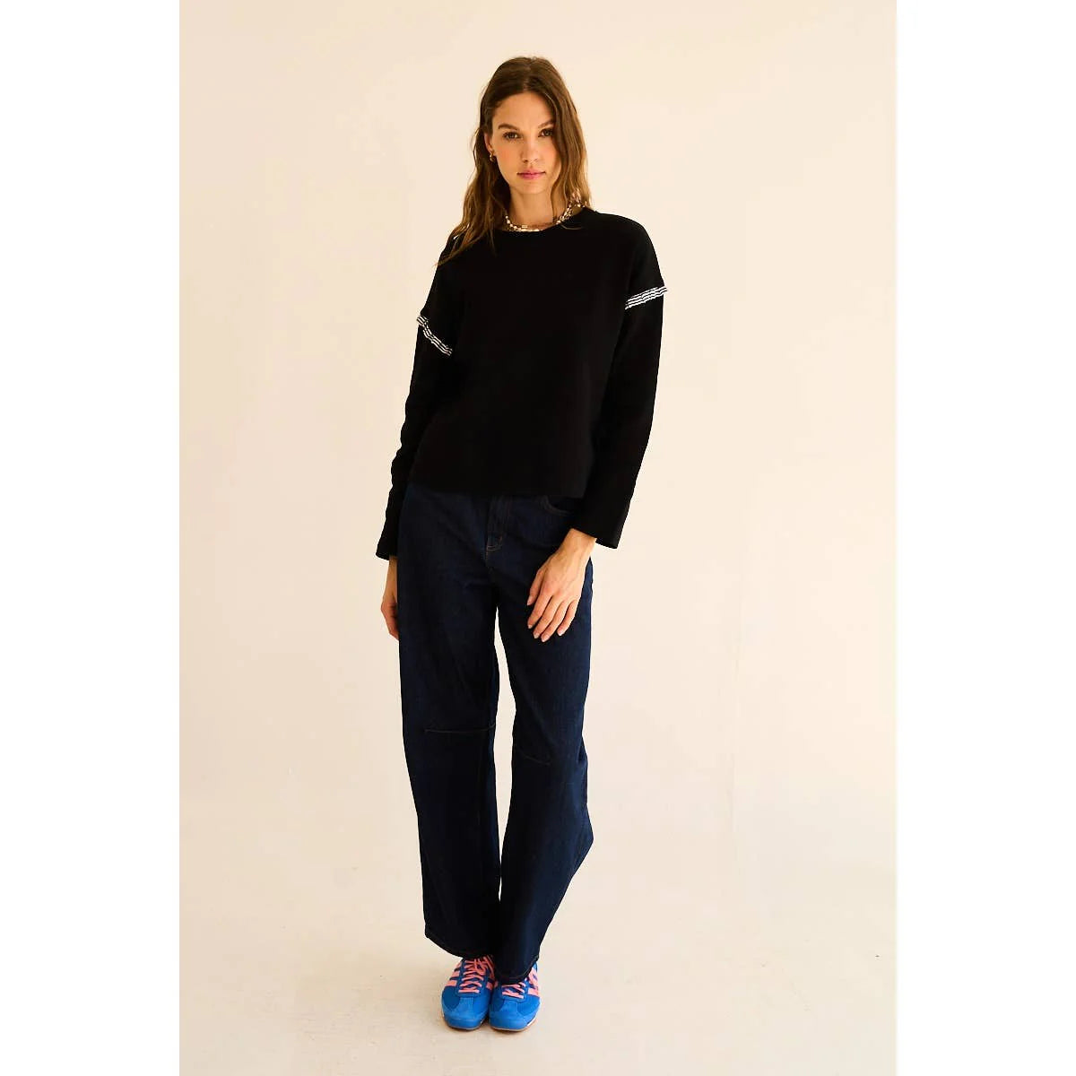 Jenna Pleated Ruffle Long Sleeve Top