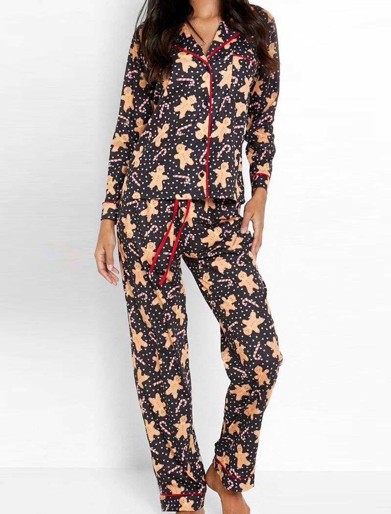 Gingerbread Print Pajama Set