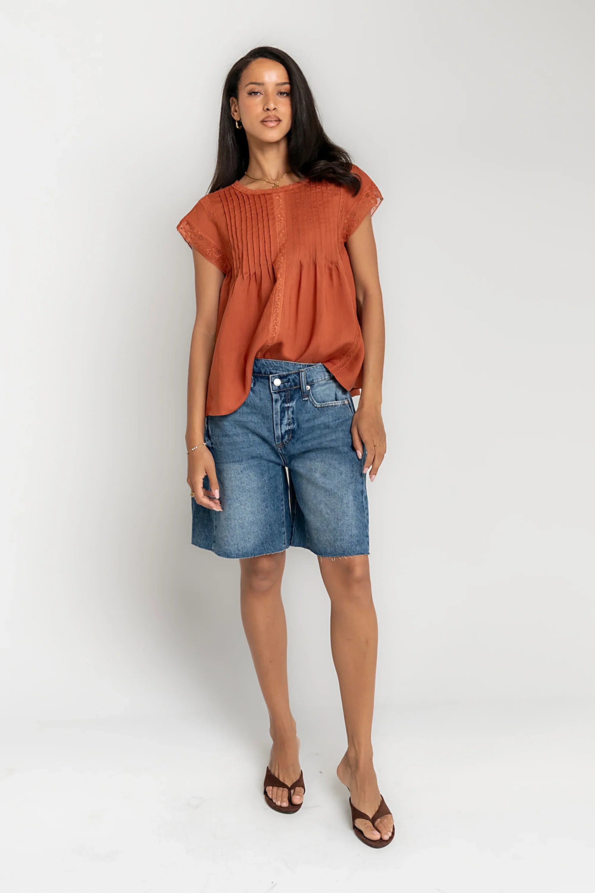 Gabriella Cross Over Denim Shorts
