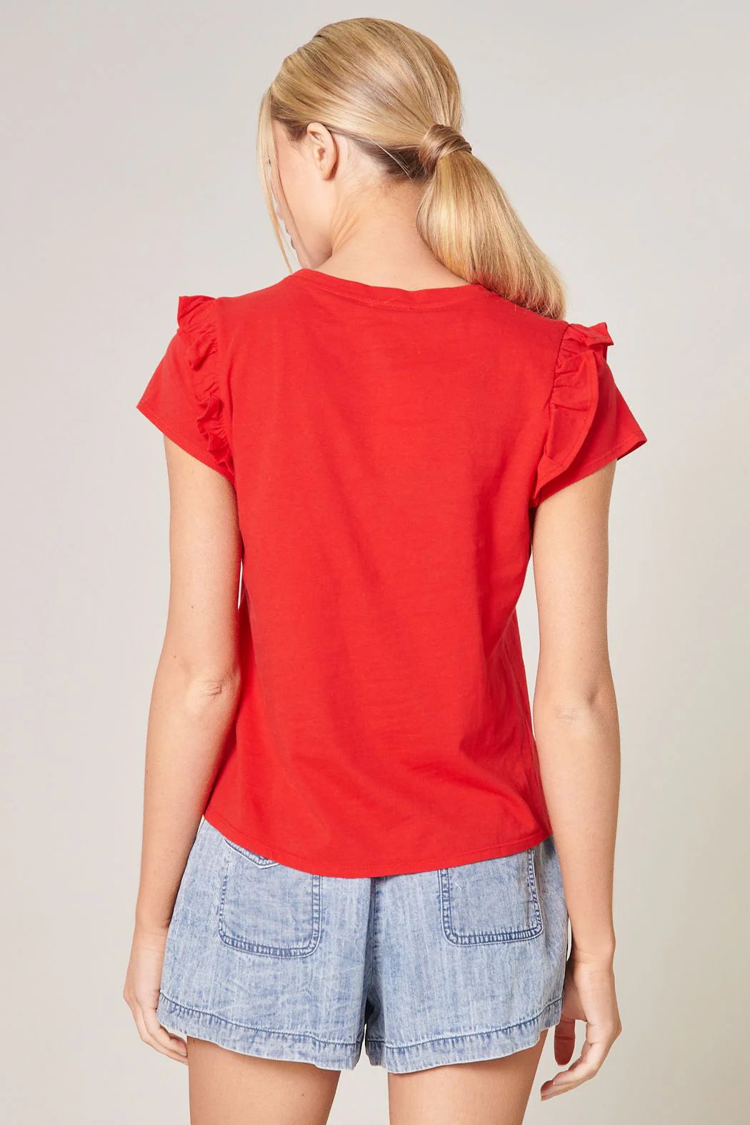 Brooke Ruffle Shoulder Tee multiple colors