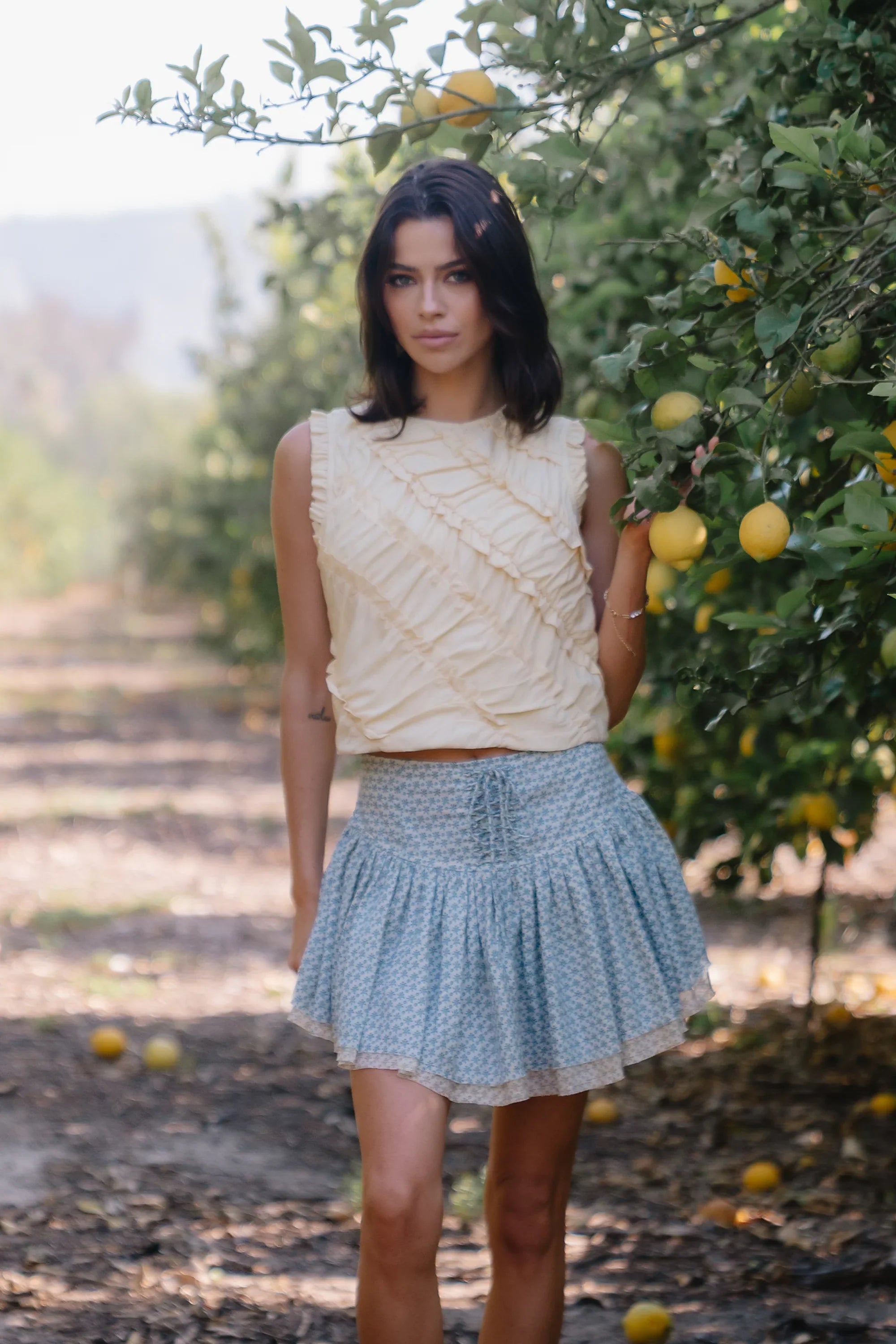 Andee Floral Mini Skirt in Blue