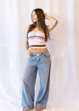 Alison Striped Knit Top Pink Combo