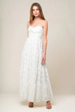 WISHING WELL STRAPLESS WHITE LACE MAXI DRESS