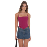 Lucy in the Sky Pointed Corset Top in Magenta