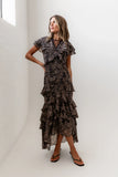 James Ruffle Maxi Dress in Grey