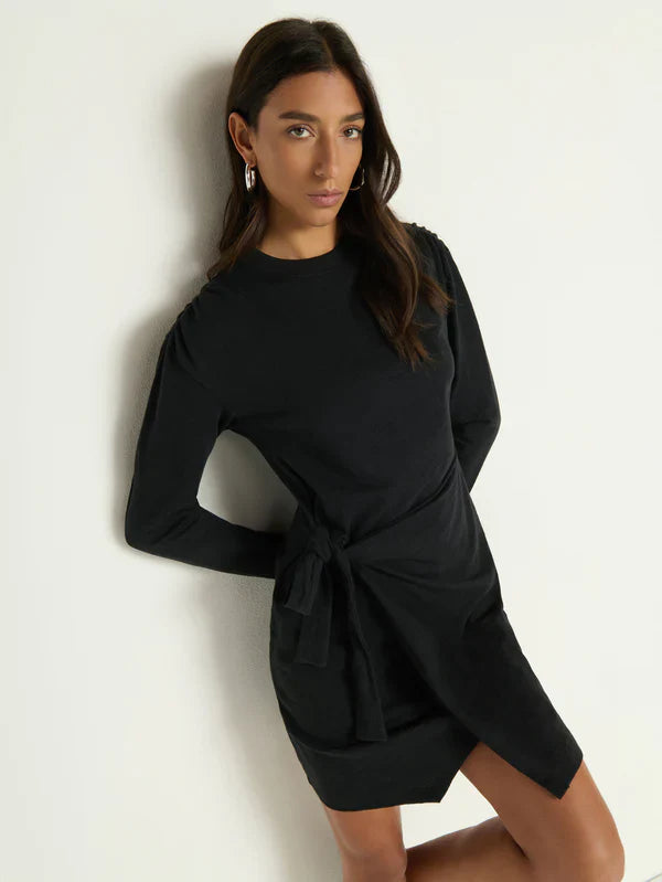 Nation Taylor Wrap Dress Jet Black