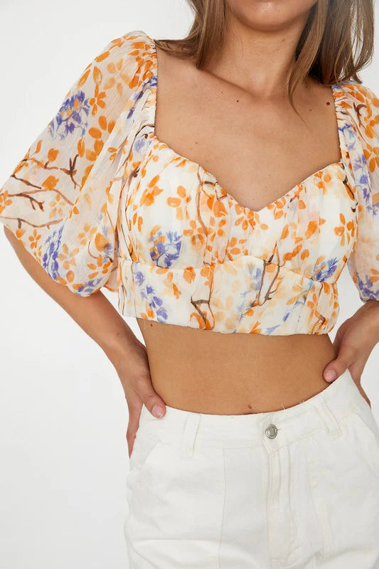 Charlotte Puff Sleeve Crop Top