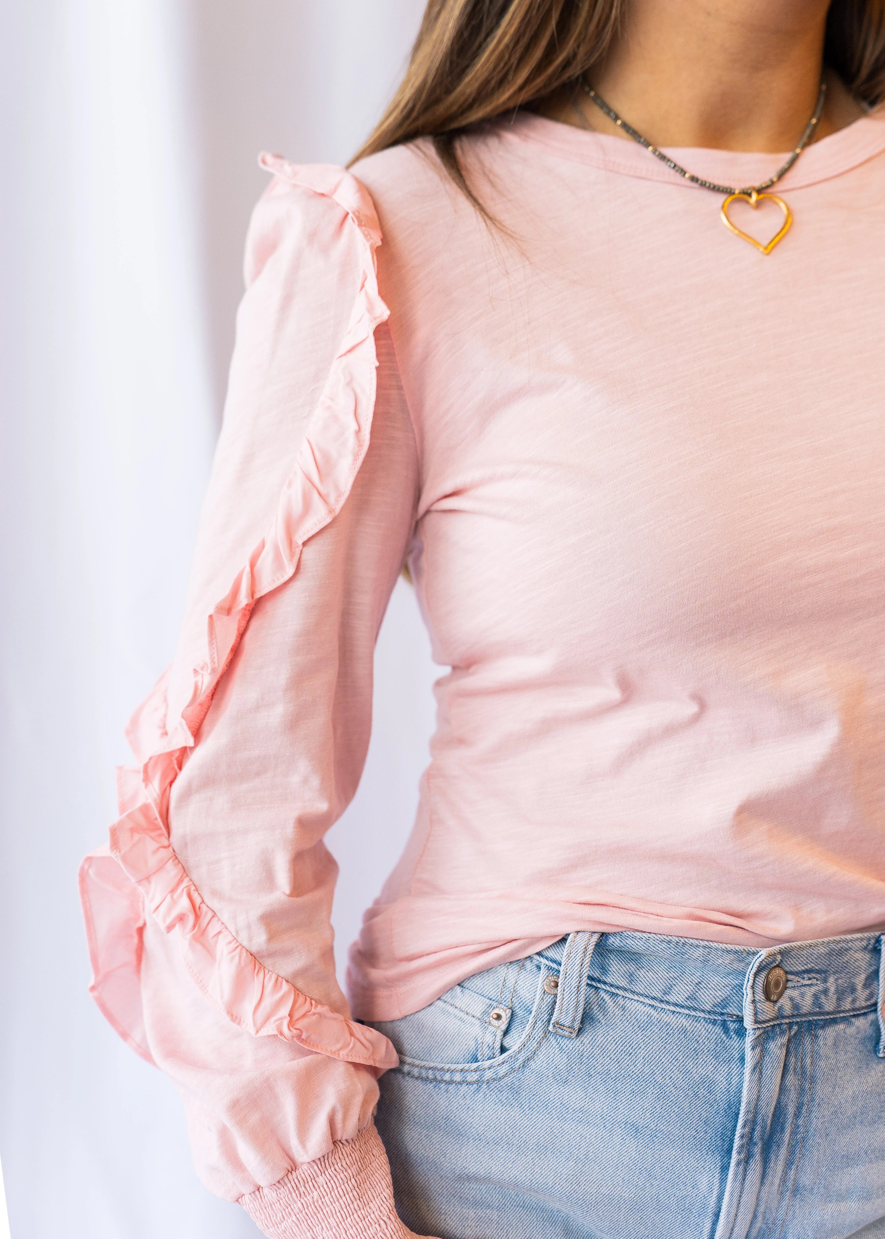 Millie Ruffle Top Rose Quartz