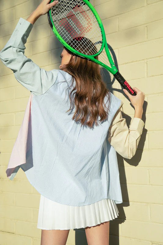 Franklyn Colorblock Stripe Top in Orange Mint