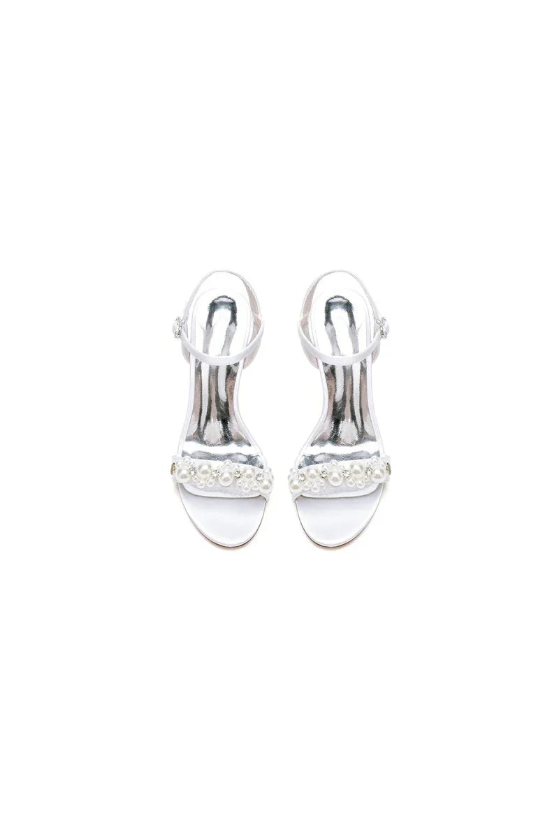 Open Toe Pearl Stiletto Heels