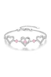 Silver Love Heart Link Birthstone Bracelets