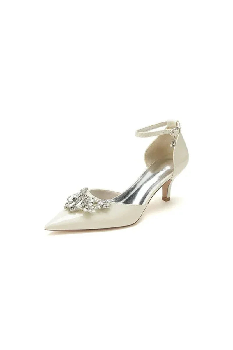 Patent Leather Mirror Finish With Rhinestone Pointed Toe Stiletto Heel