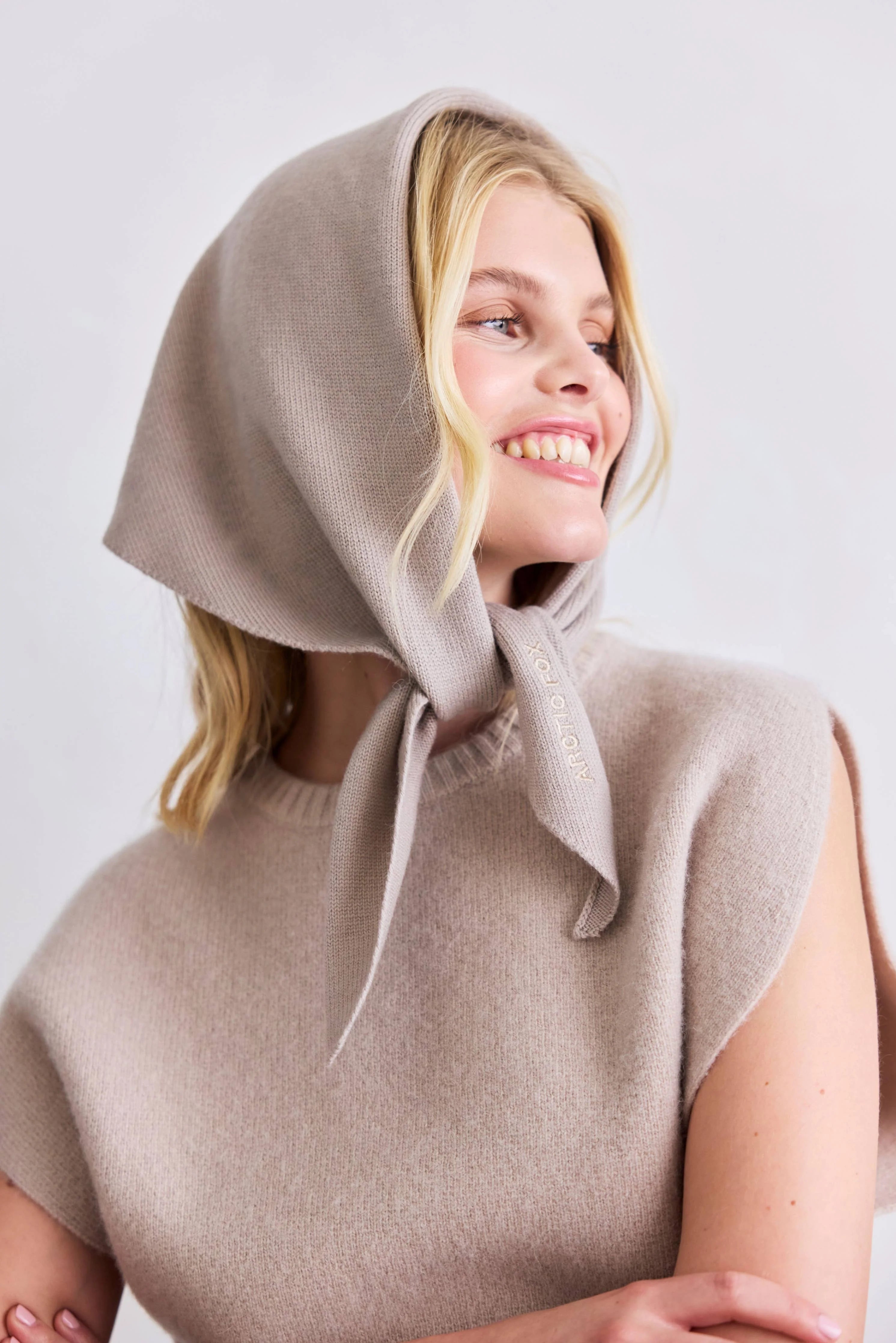 Merino Wool Triangle Scarf Soft Taupe