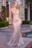 Bellamy Gown Cascading Crystal Strapless Dress