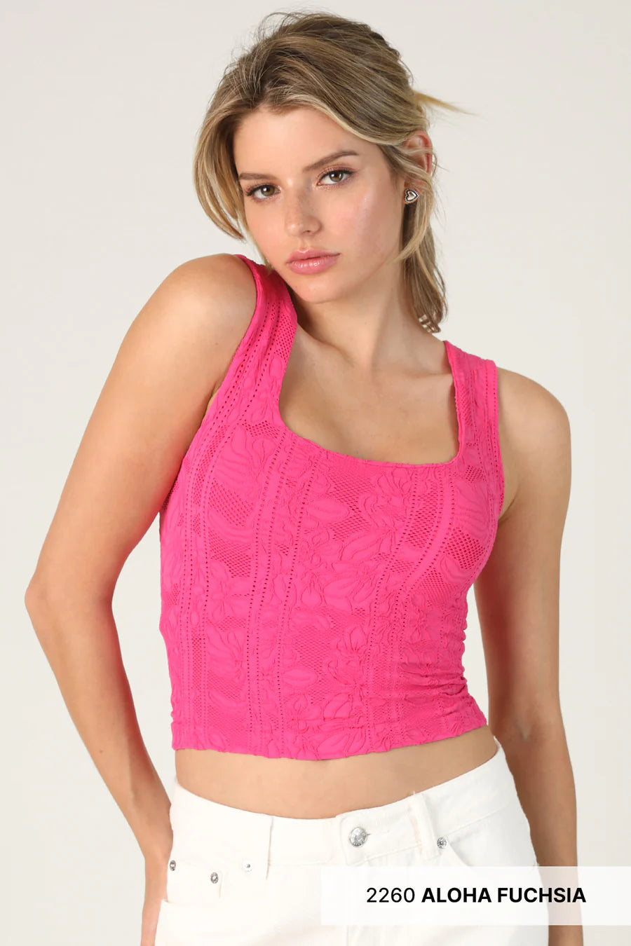 Stacie Double Lace Square Crop Tank