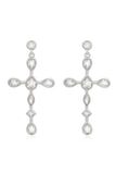 LUV AJ Bezel Stone Cross Studs