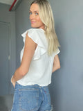 Toni Ruffle Sleeve Top in White