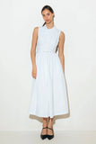 NORTH EAST MIDI White Cotton Pintuck Midi Shirt Dress