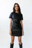 Moxie Vegan Leather Mini Dress in Black FINAL SALE