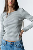 Indiana Striped Top in Heather Grey