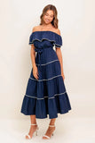 BUTTERCREAM DREAM NAVY MIDI DRESS