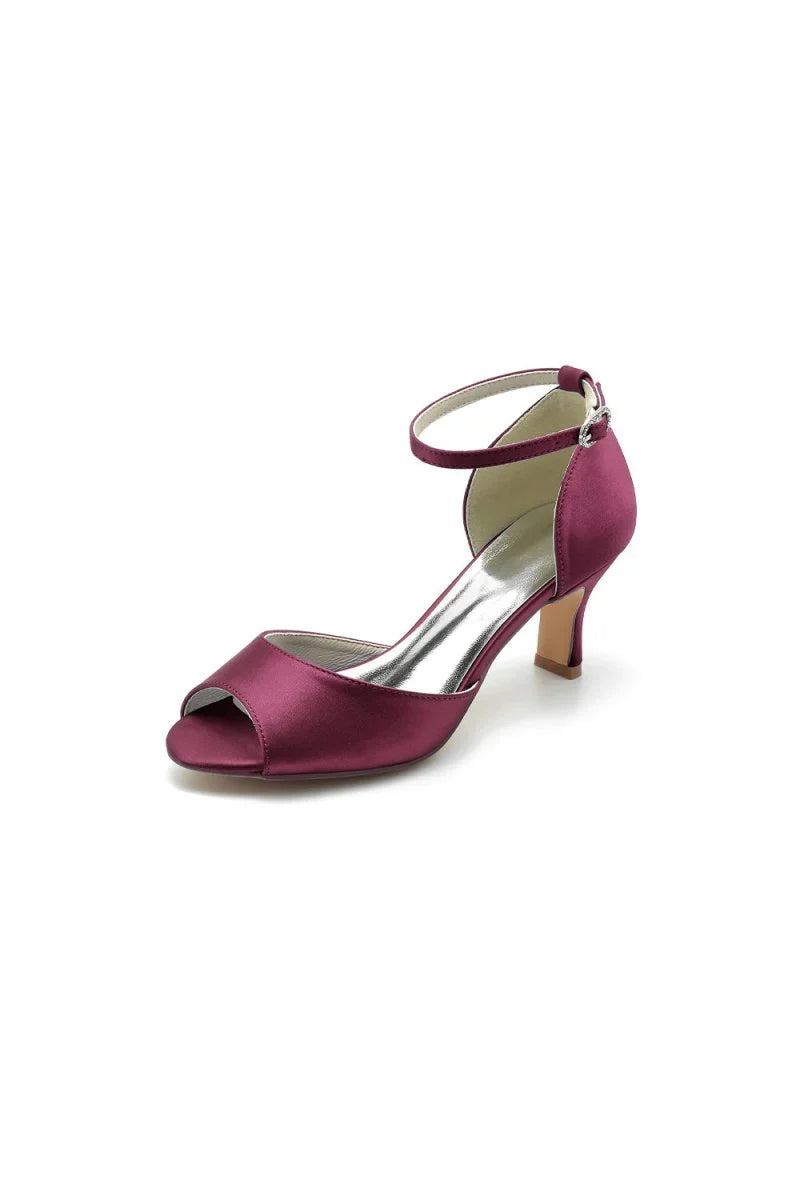 Peep Toe One strap Buckle Chunky Heel Pumps