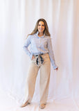 Holland Poplin Striped Blouse Blue