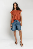 Cambree Pleated Blouse in Terracotta