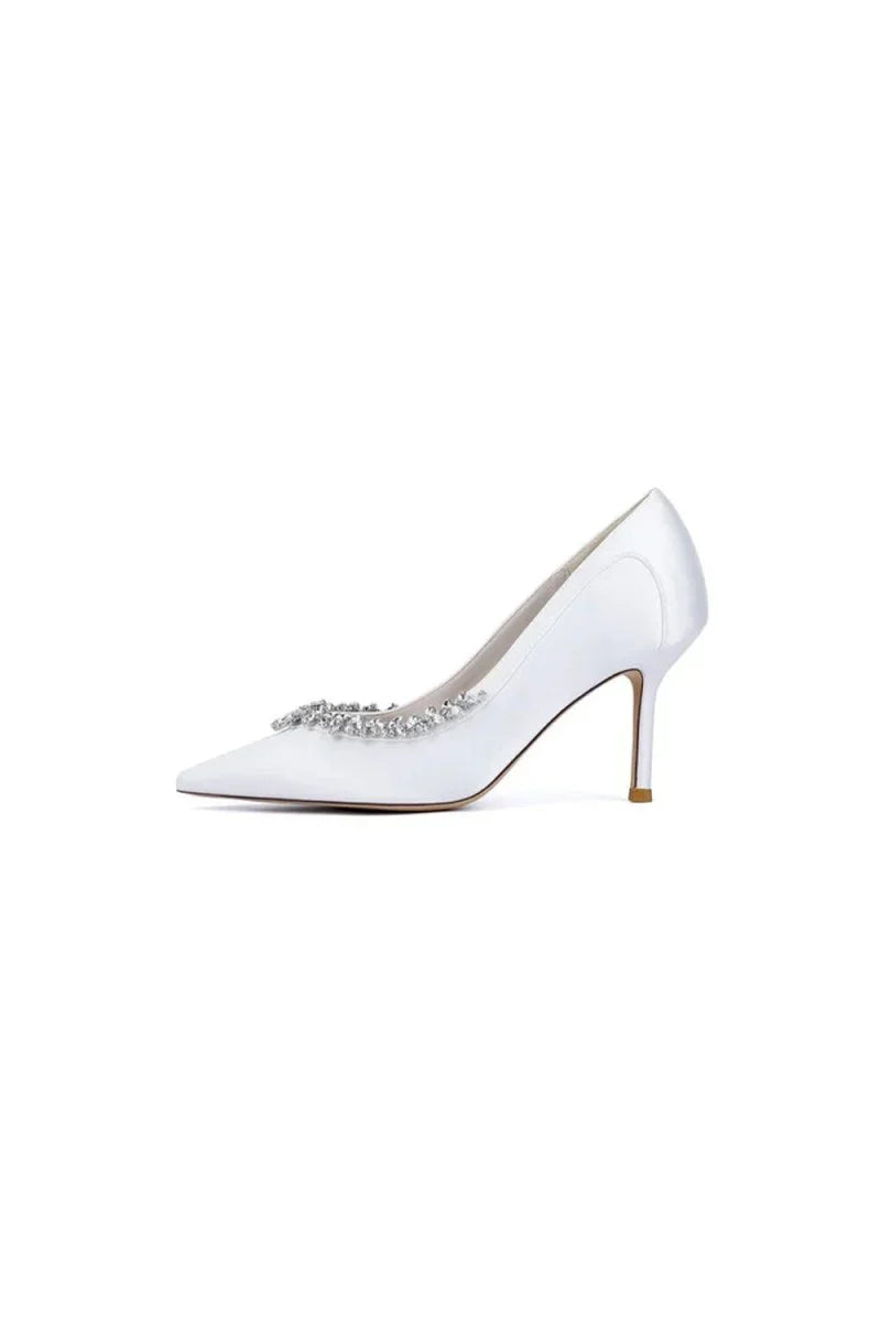 Burgundy High Heels with Crystal Embellishments