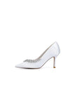 Burgundy High Heels with Crystal Embellishments