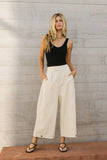 Elke Button Slacks in Natural FINAL SALE