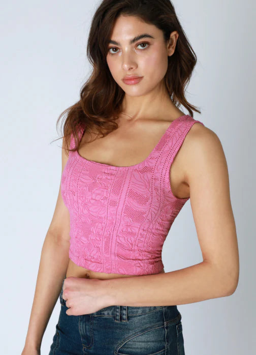 Stacie Double Lace Square Crop Tank