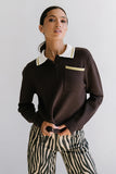 Justine Collared Sweater in Brown