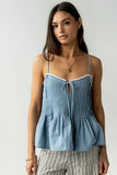 Mckell Peplum Tank Top in Blue