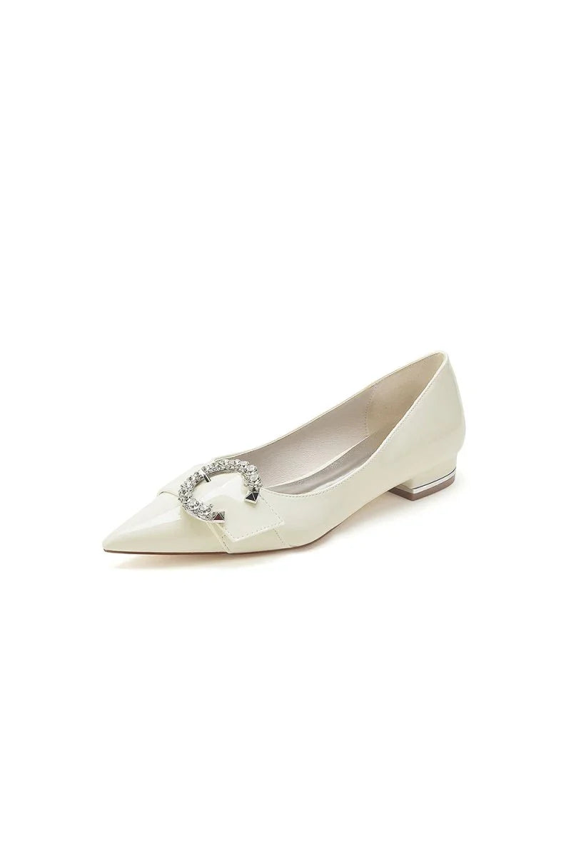 Pointed Toe Flats with Diamond Accented Metal Buckle U18447 2