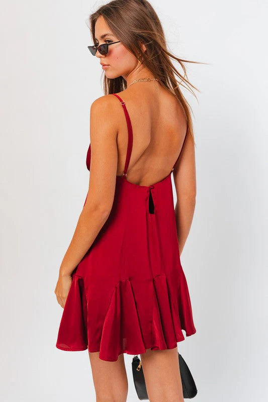 Petal Satin Mini Dress