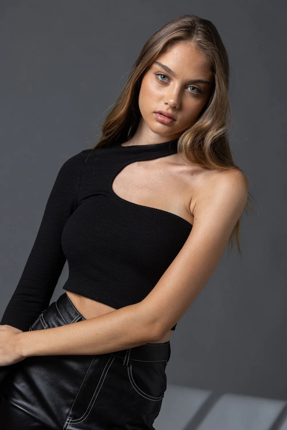 Abigail One Shoulder Top in Black