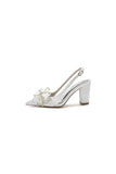 Pointed Toe Chunky Heels with Bow