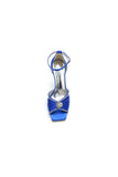 Satin Square OpenToe Stiletto Heels With Rhinestone