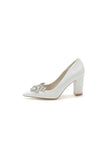 Sparkle Pointed Toe Glitter Chunky Heels With Rhinestone