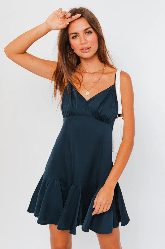 Petal Satin Mini Dress