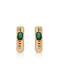 Ribbed Emerald Large Hoops