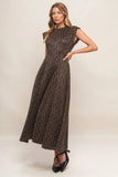 URBAN JUNGLE BROWN LEOPARD SUEDED KNIT MIDI DRESS