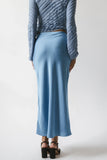 Tory Satin Maxi Skirt in Blue