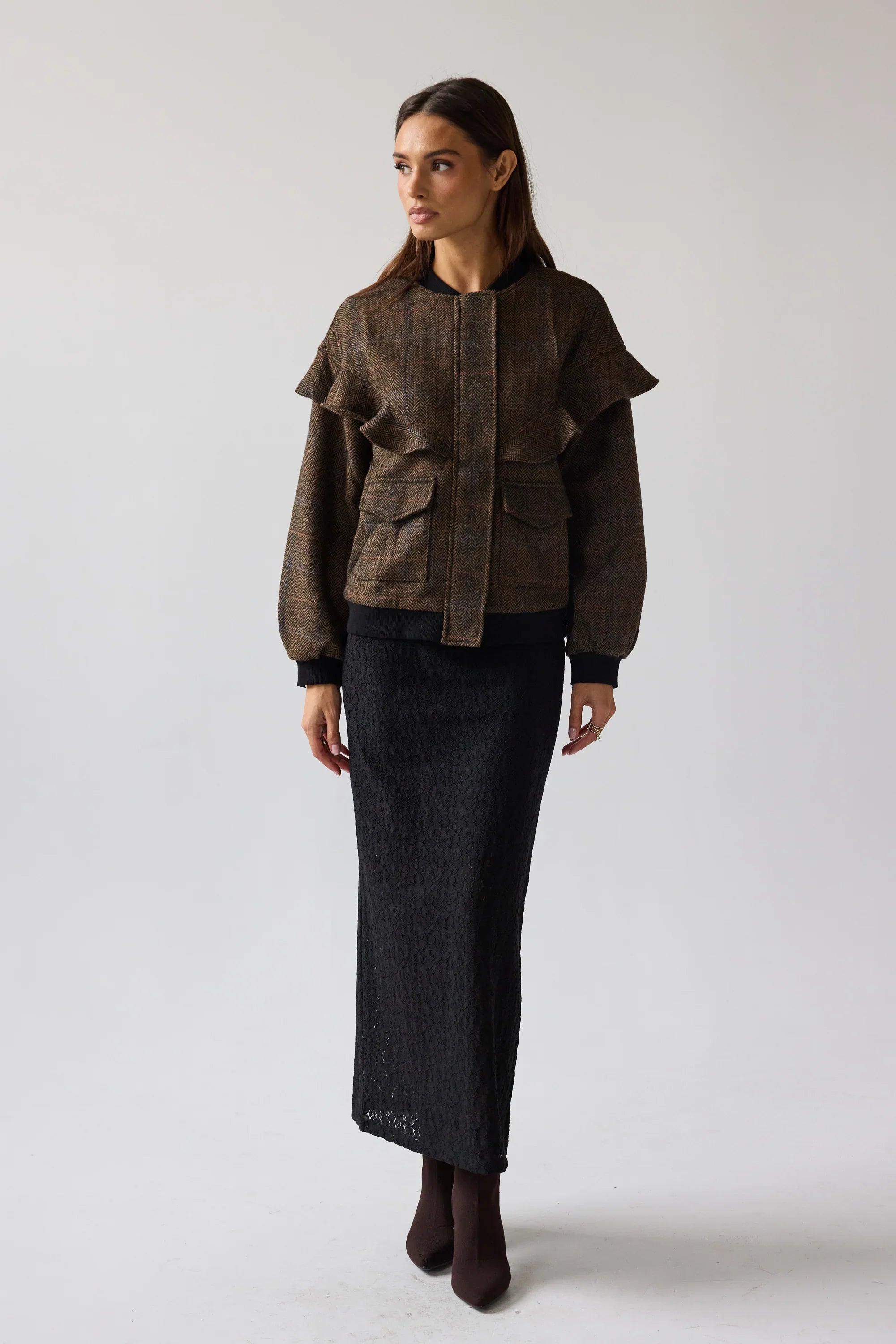 Ricky Herringbone Bomber Jacket